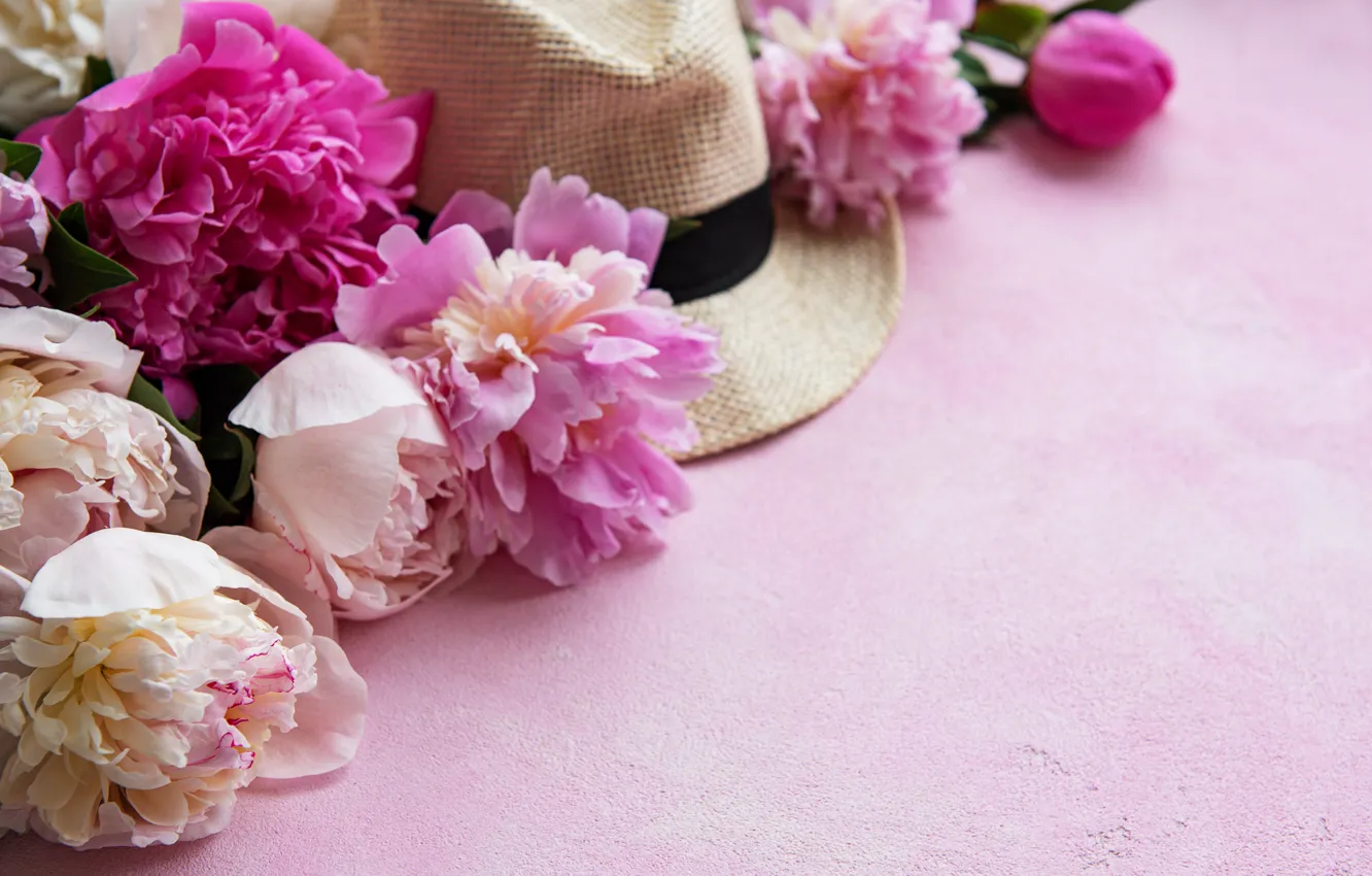 Фото обои цветы, розовые, wood, pink, flowers, пионы, peonies