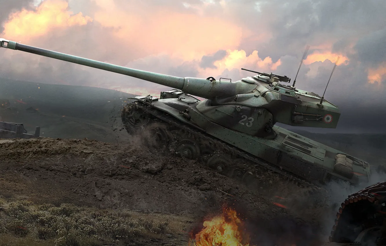Фото обои WoT, World of Tanks, Мир Танков, Wargaming Net, AMX 50 B