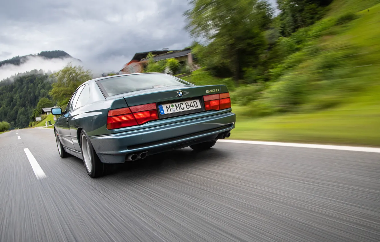 Фото обои BMW, road, E31, rear view, 8 Series, BMW 840 Ci M60 MT