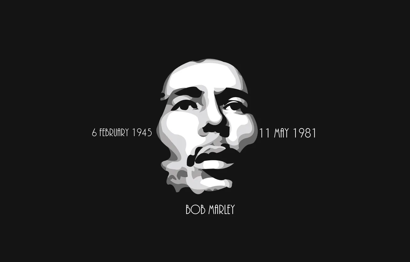 Фото обои Минимализм, Черный, Фон, Bob Marley, Легенда, Боб Марлей, Reggae