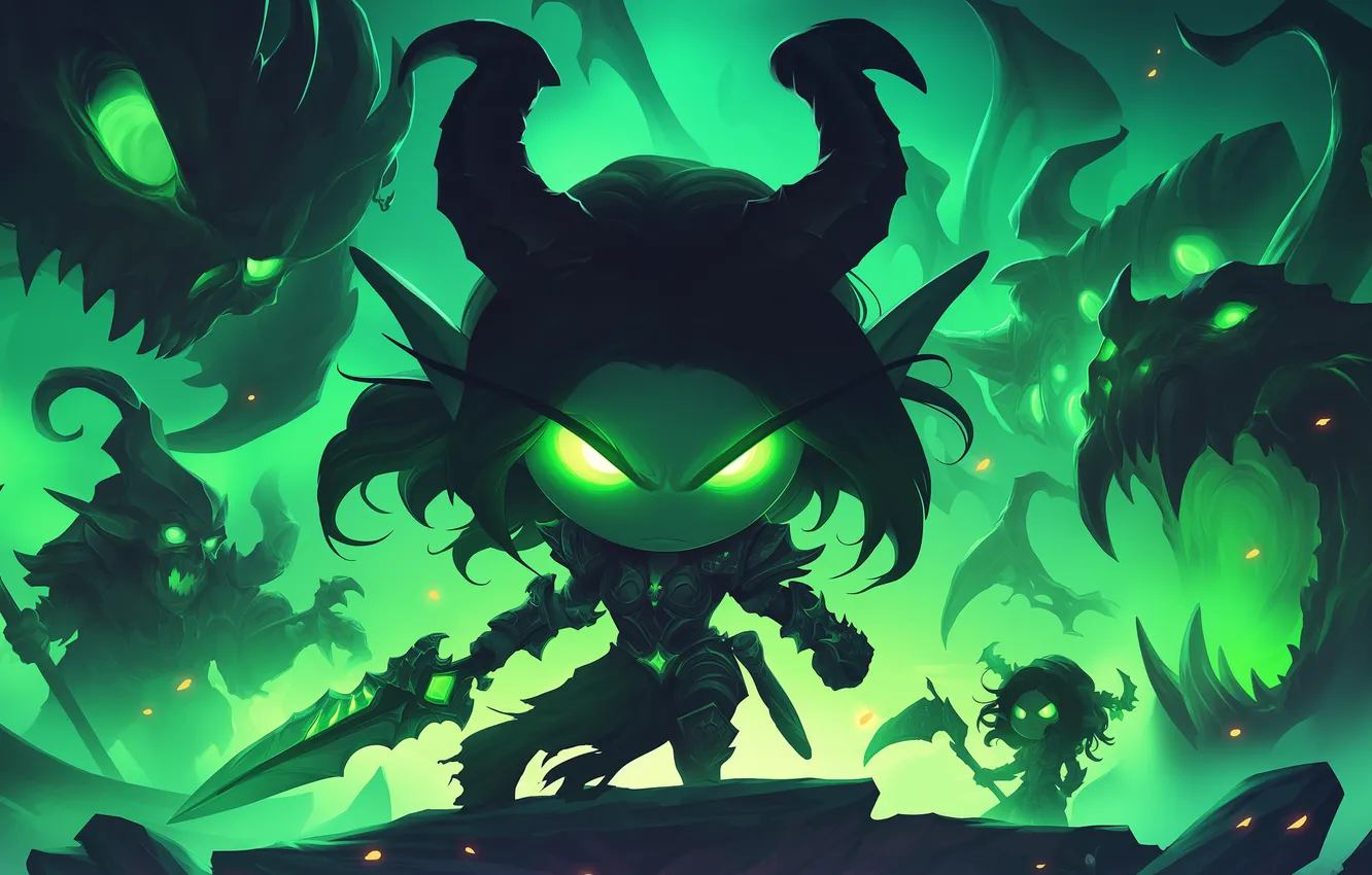 Фото обои World of Warcraft, Demon Hunter, Battle for Azeroth, AI art, Midjourney