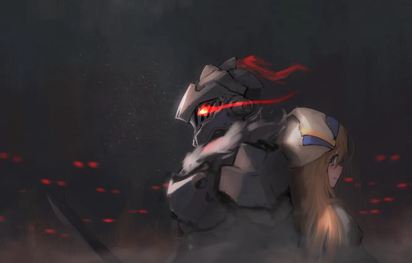 Фото обои девушка, шлем, рыцарь, Goblin Slayer