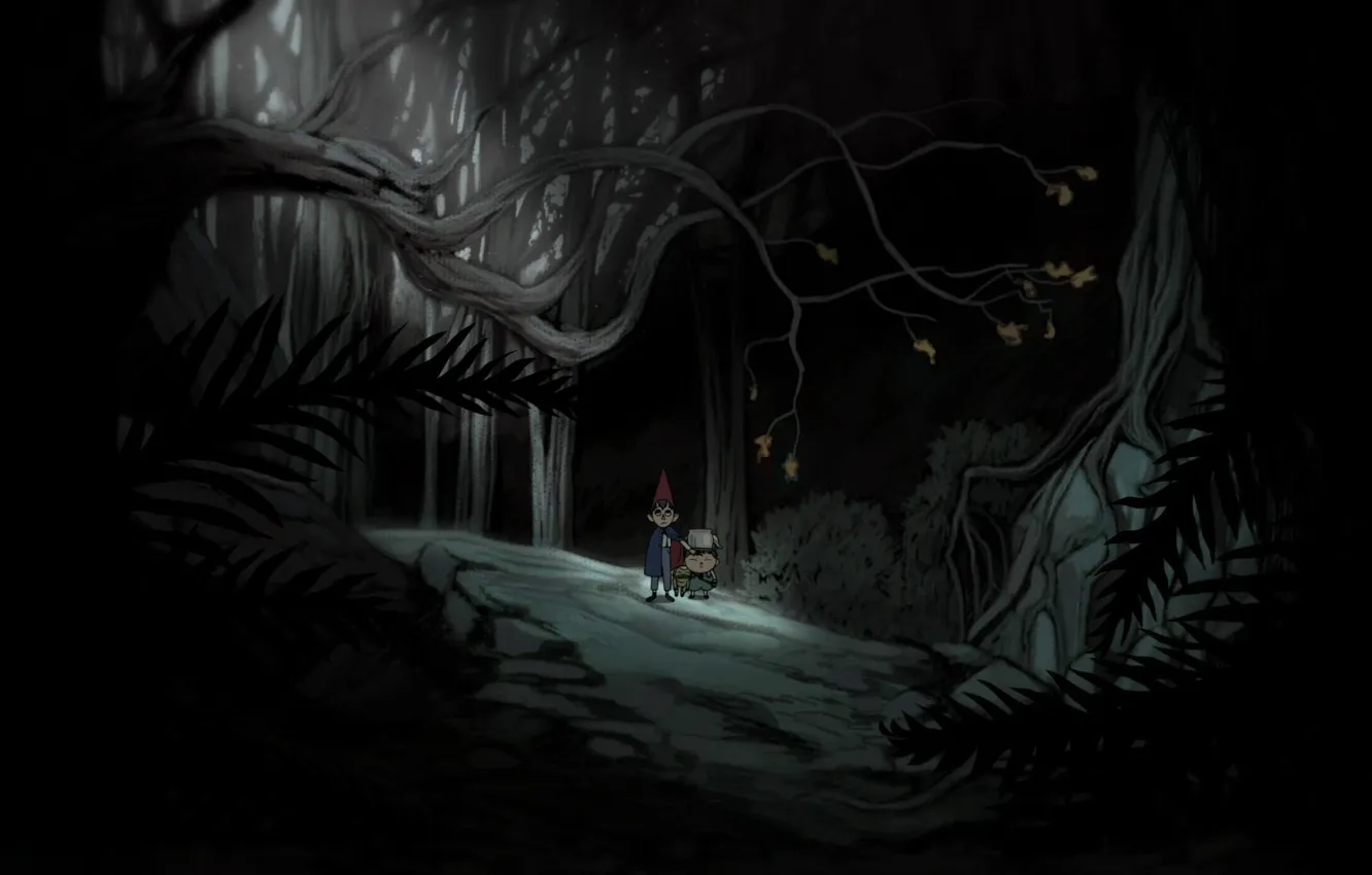 Фото обои лес, Over the Garden Wall, По ту сторону изгороди, Вирт и Грегори