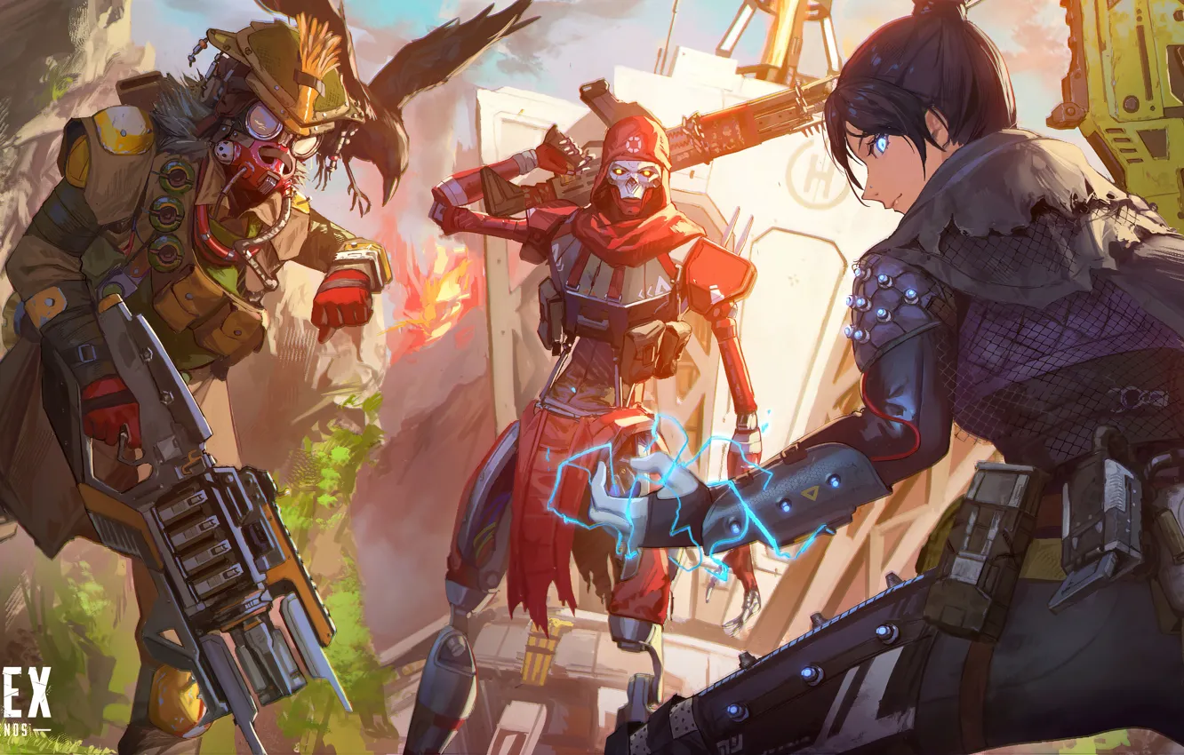 Фото обои revenant, wraith, bloodhound, respawn entertainment, Apex Legends, apex legends art