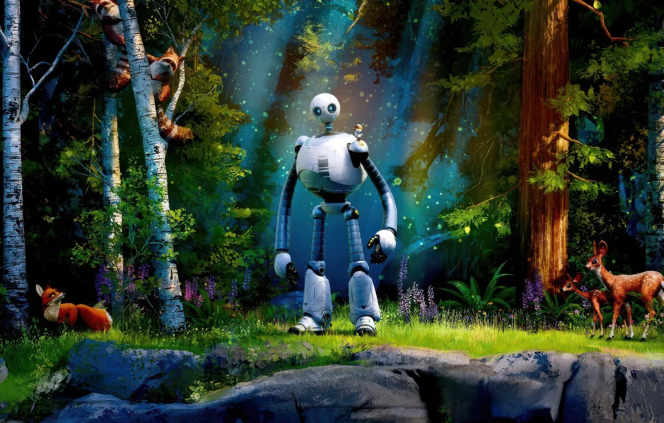 Фото обои Movies, Poster, 2024 Movies, Animation movies, The Wild Robot