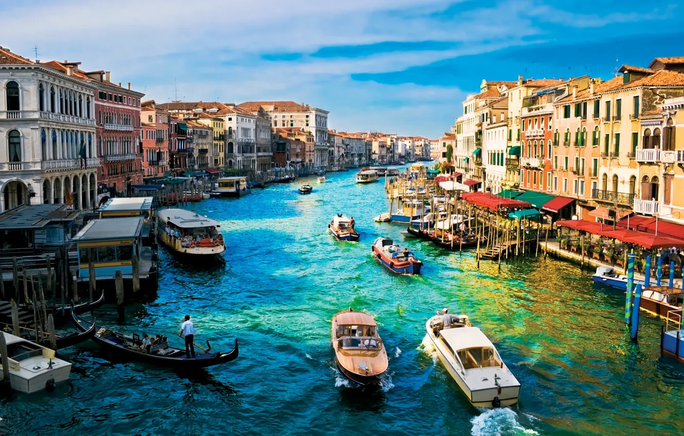 Фото обои дома, лодки, Венеция