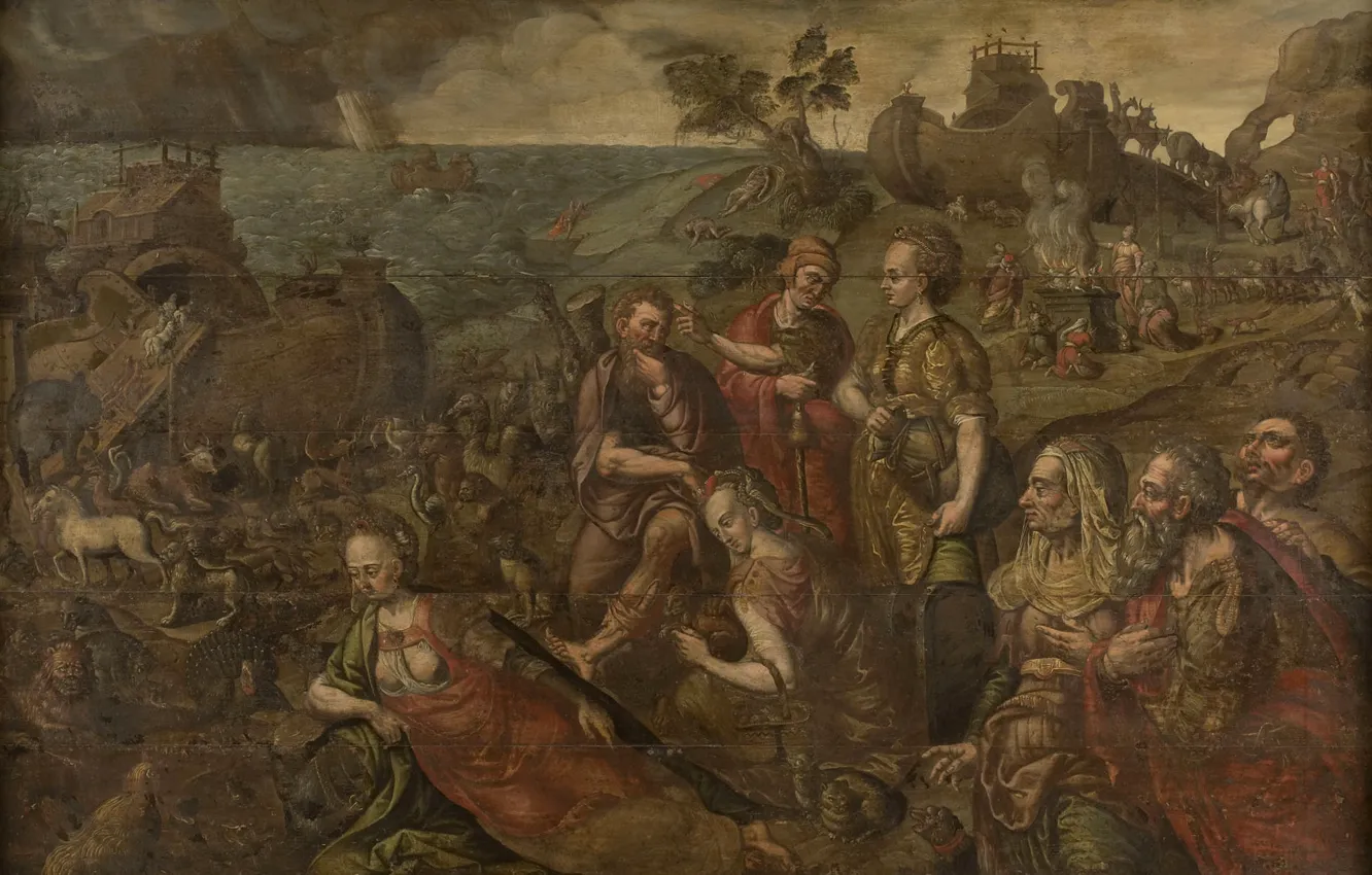 Фото обои масло, картина, Ноев ковчег, мифология, 1599