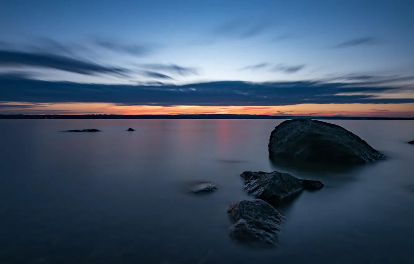 Фото обои море, рассвет, Швеция, Sweden, Ostergotland, Djuro Kvarn