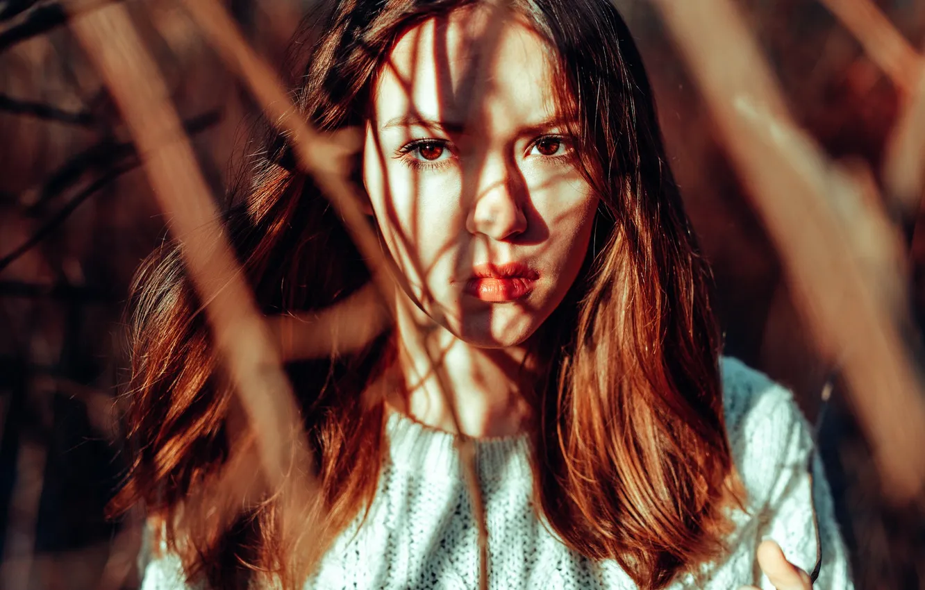 Фото обои солнце, губки, кареглазая, Anne Hoffmann