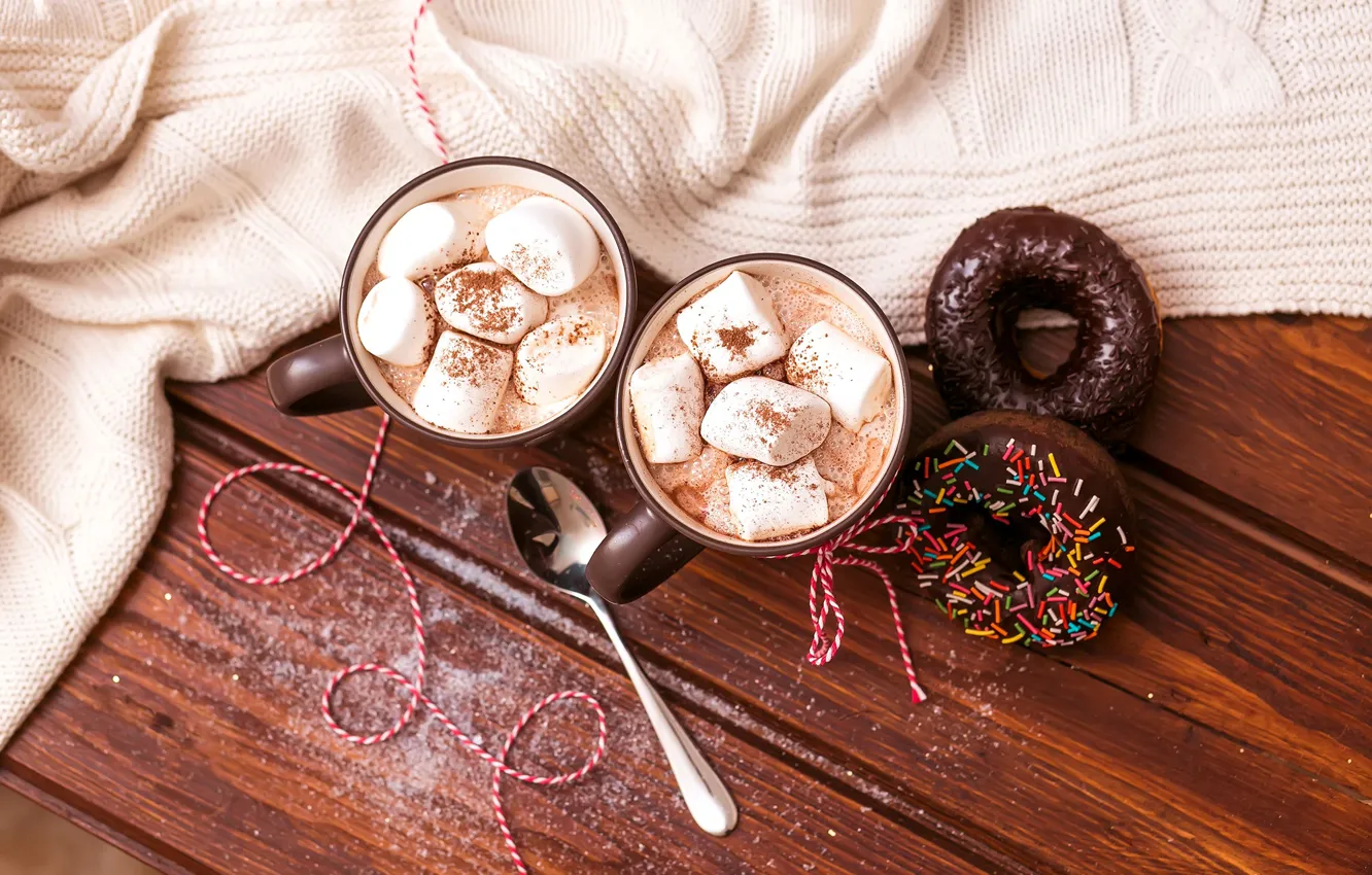 Фото обои кофе, шоколад, пончики, выпечка, сладкое, chocolate, coffee, sweets