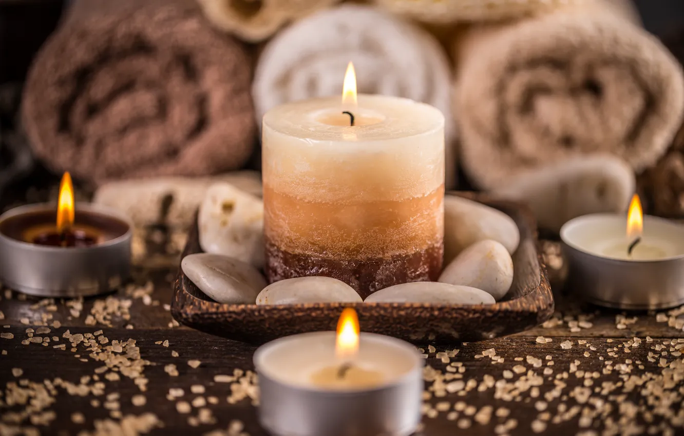 Фото обои свечи, боке, candles, spa