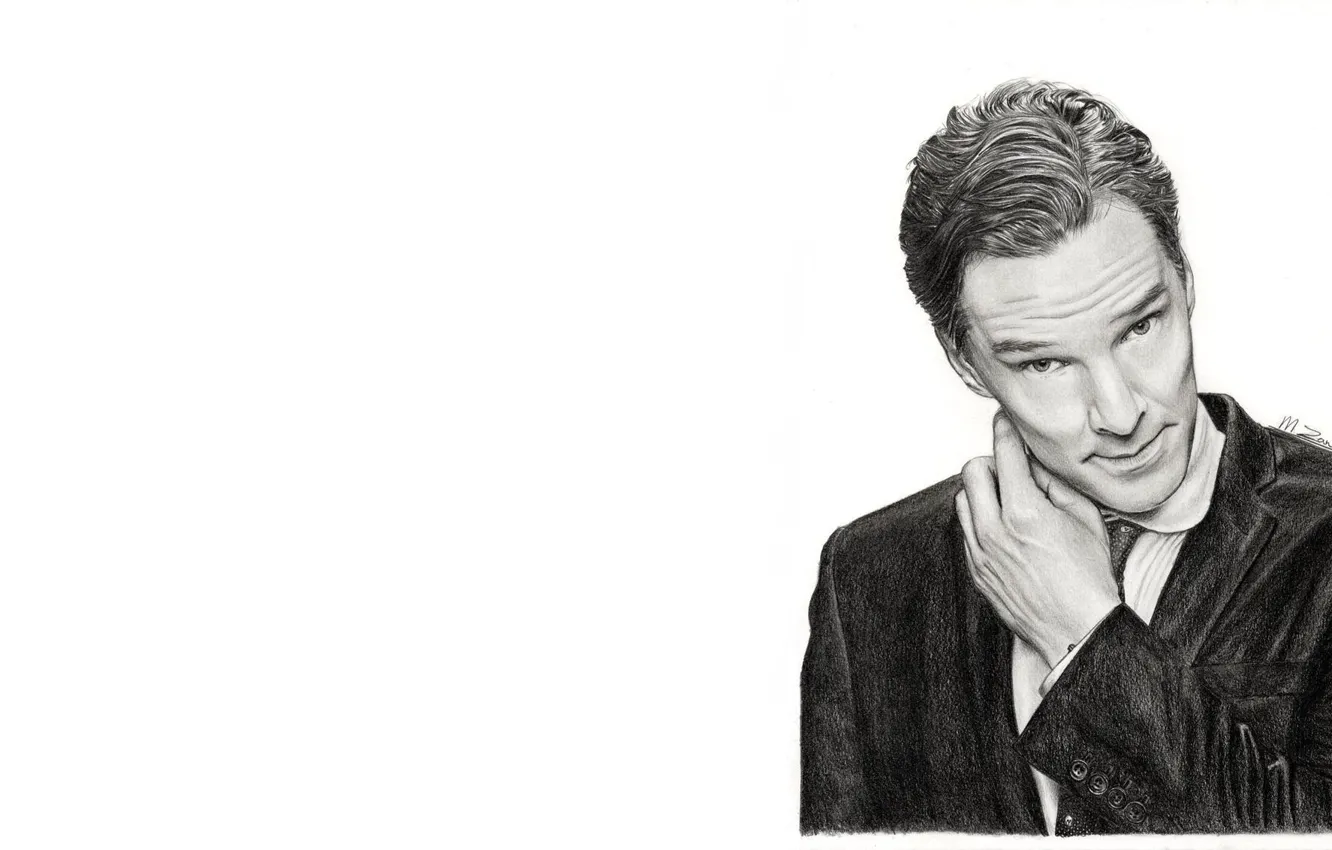 Фото обои Бенедикт Камбербэтч, Benedict Cumberbatch, рисунок простым карандашом, by meikezane