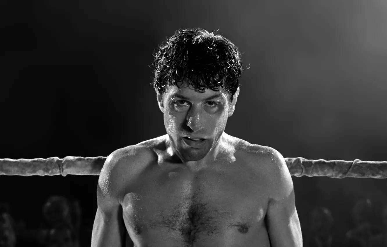 Фото обои бокс, ринг, кадр из фильма, Роберт Де Ниро, Raging Bull, Бешеный Бык