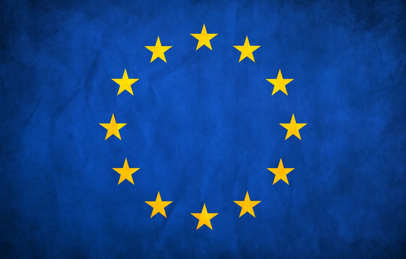 Фото обои звезды, синий, флаг, Европа, Евросоюз
