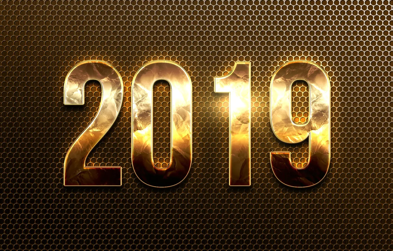 Фото обои цифры, Новый год, золотой, 2019