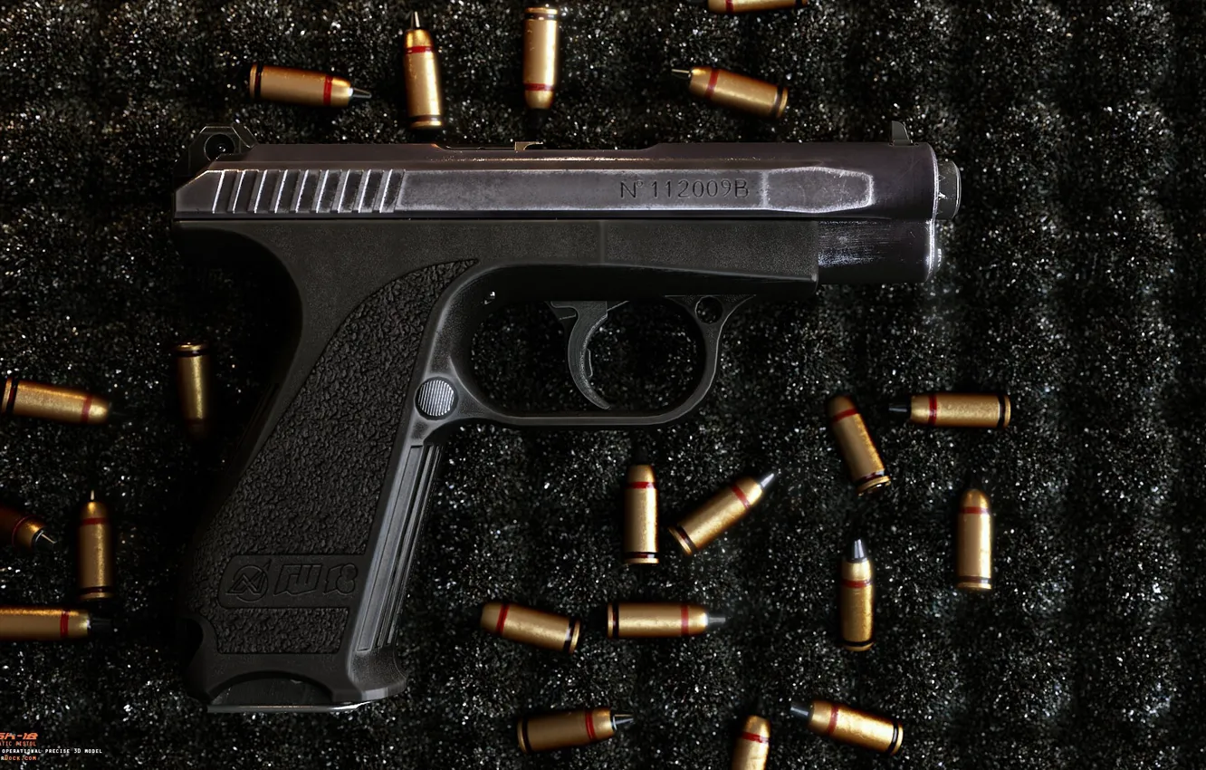 Фото обои пистолет, оружие, gun, pistol, weapon, render, рендер, 3d art