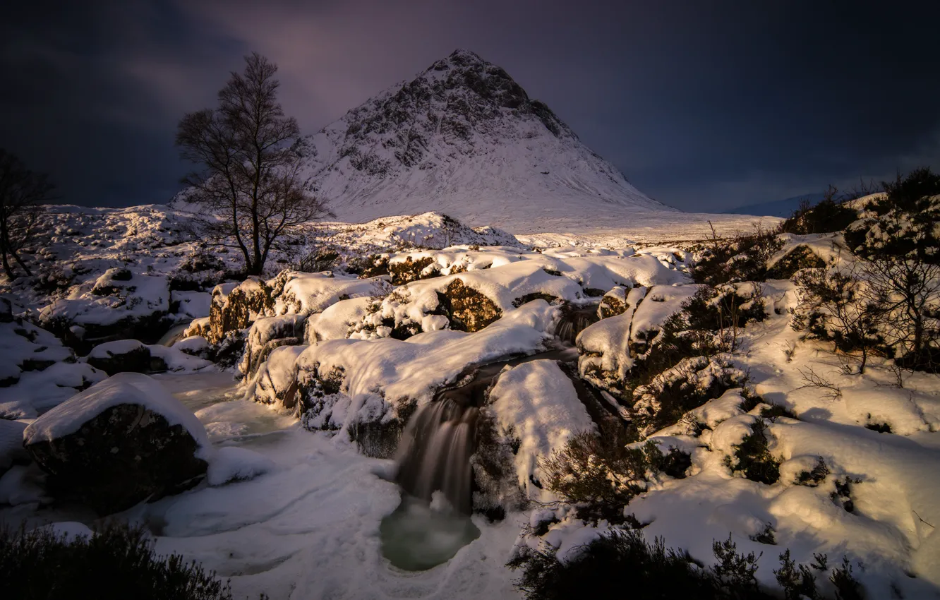 Фото обои зима, снег, Шотландия, гора Buachaille Etive Mor