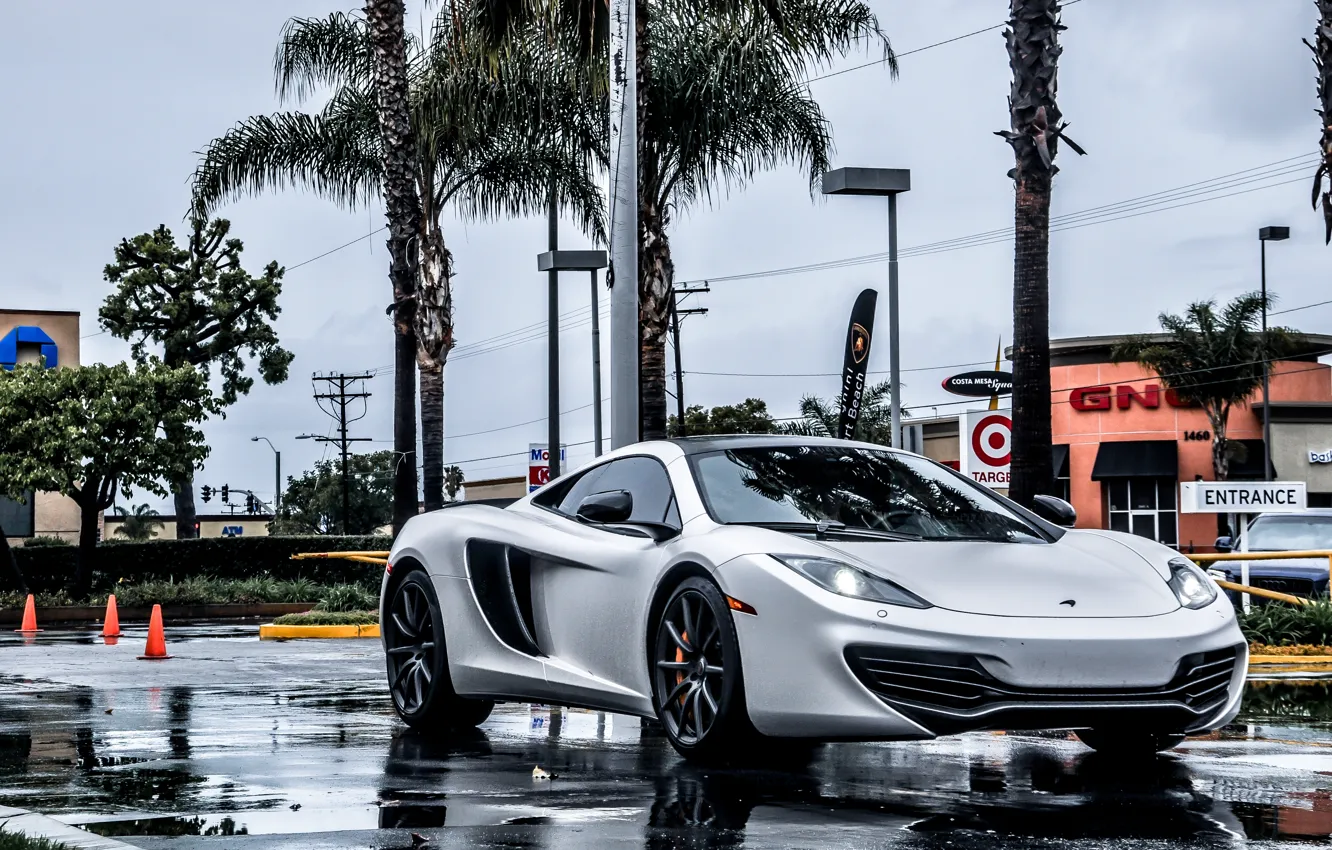 Фото обои McLaren, Суперкар, MP4-12C, Rain, Supercar