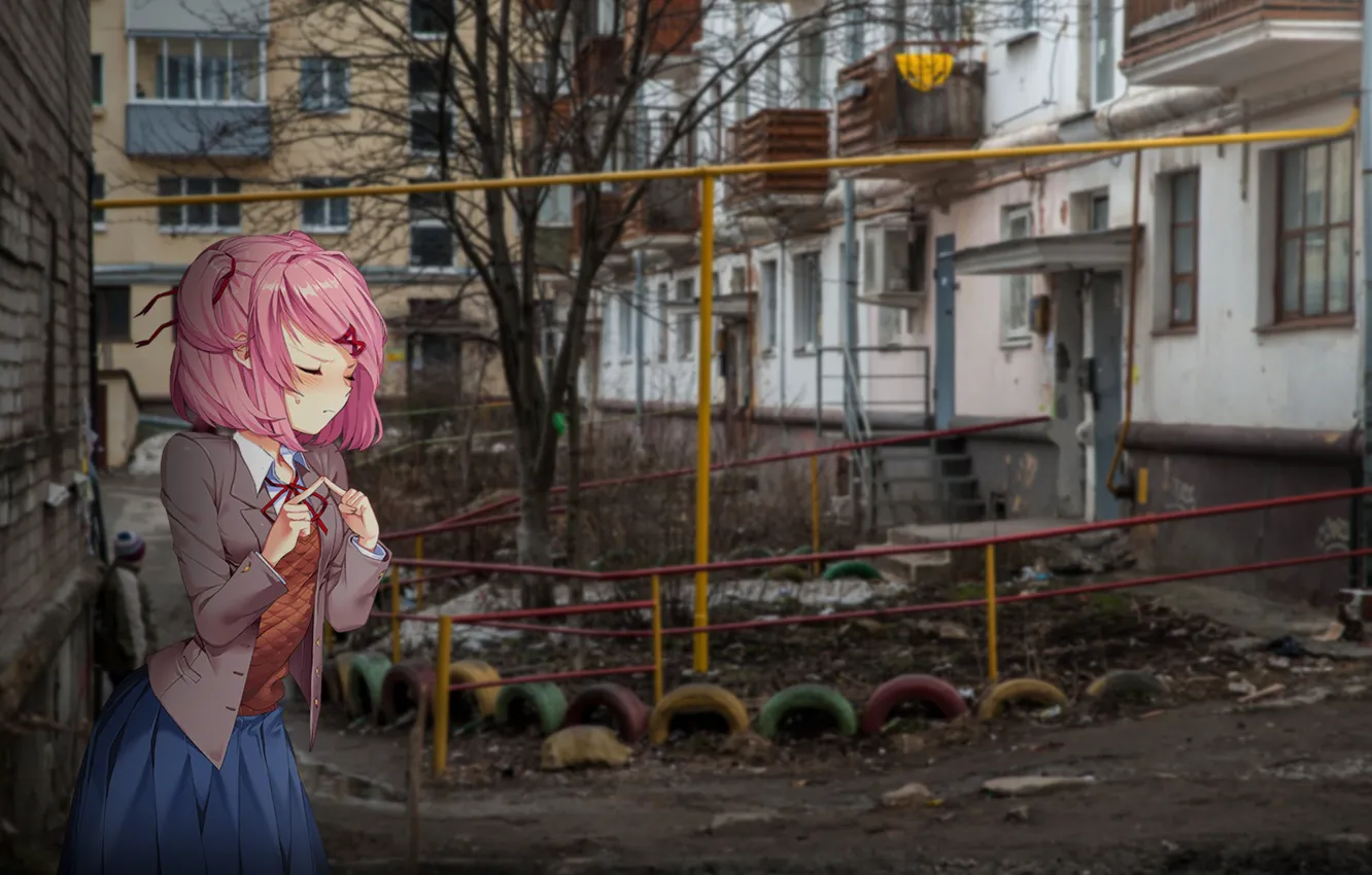 Фото обои нацуки, ddlc, doki doki literature club, natsuki, ддлк, тук тук литературный клуб