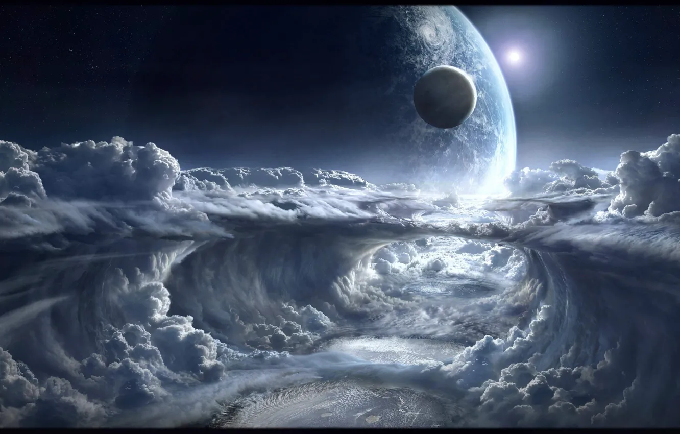 Фото обои космос, облака, планеты, space