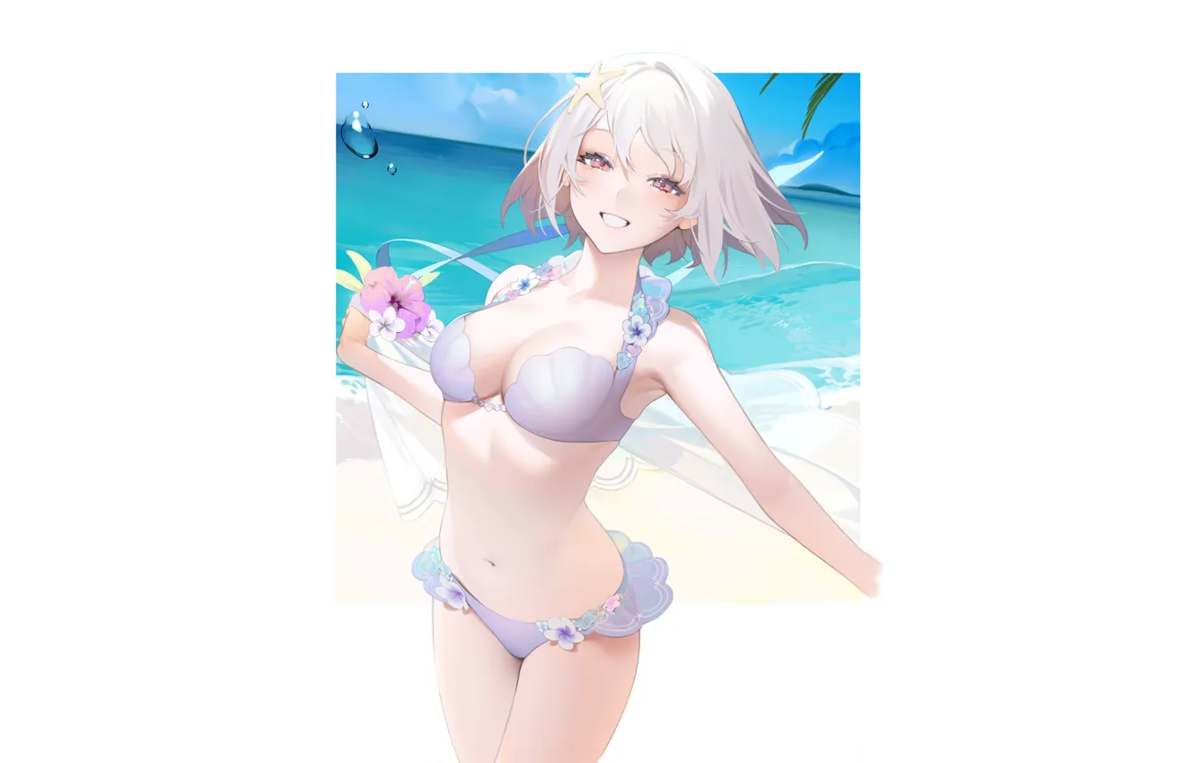 Фото обои kawaii, girl, white, hot, sexy, beach, sexy girl, anime