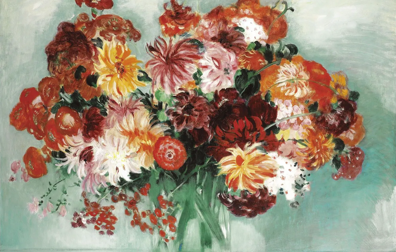 Фото обои картина, натюрморт, Букет Цветов, Jean-Gabriel Domergue, Жан-Габриэль Домерг