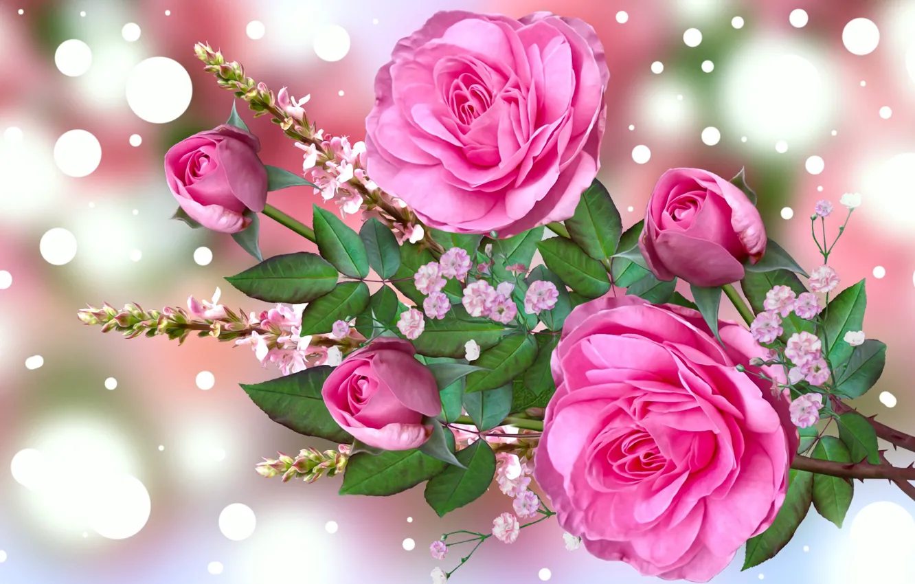 Фото обои Grafika, Kwiaty, Bukiet, Roże