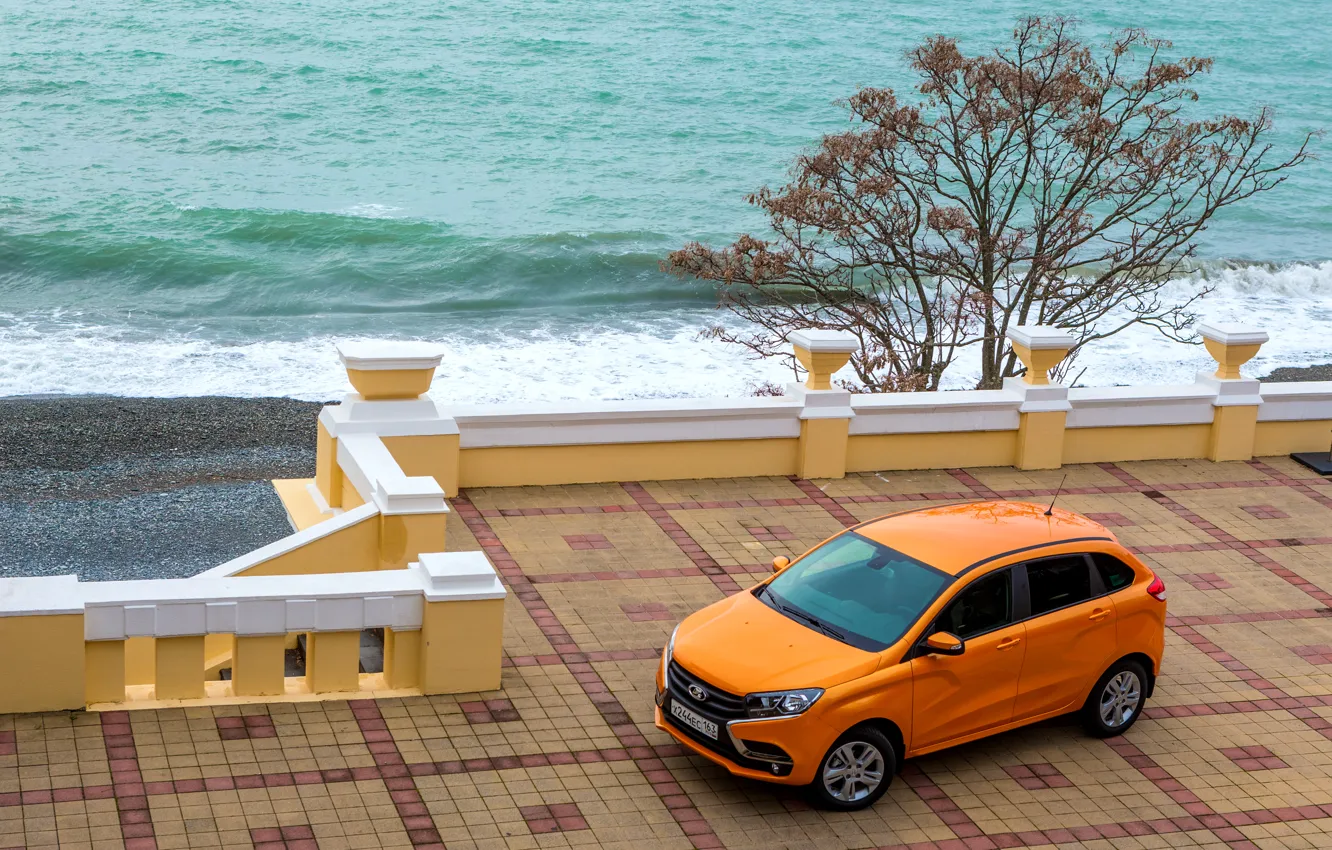 Фото обои Оранжевый, Car, Автомобиль, Lada, Лада, 2015-16, XRAY, (GAB)