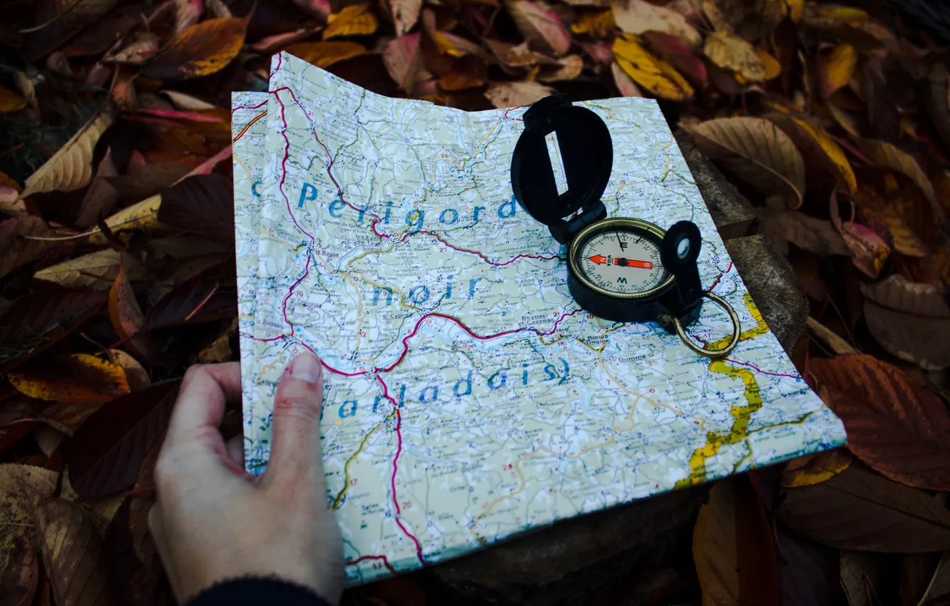 Фото обои map, compass, location