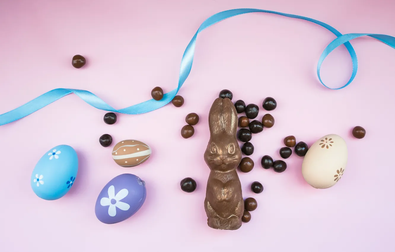 Фото обои шоколад, пасха, Яйца, Праздник, шоколадный заяц
