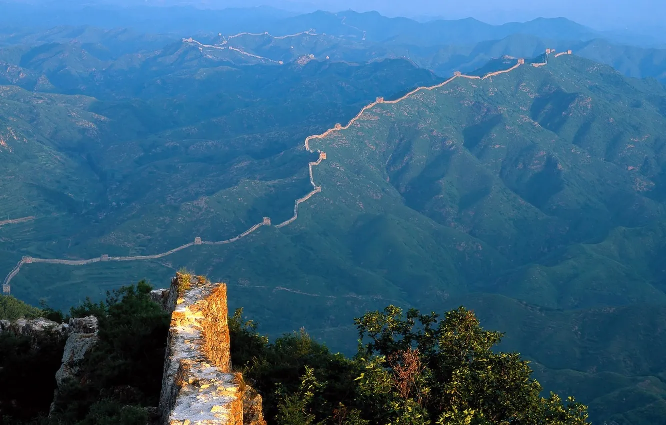 Фото обои горы, стена, Китай