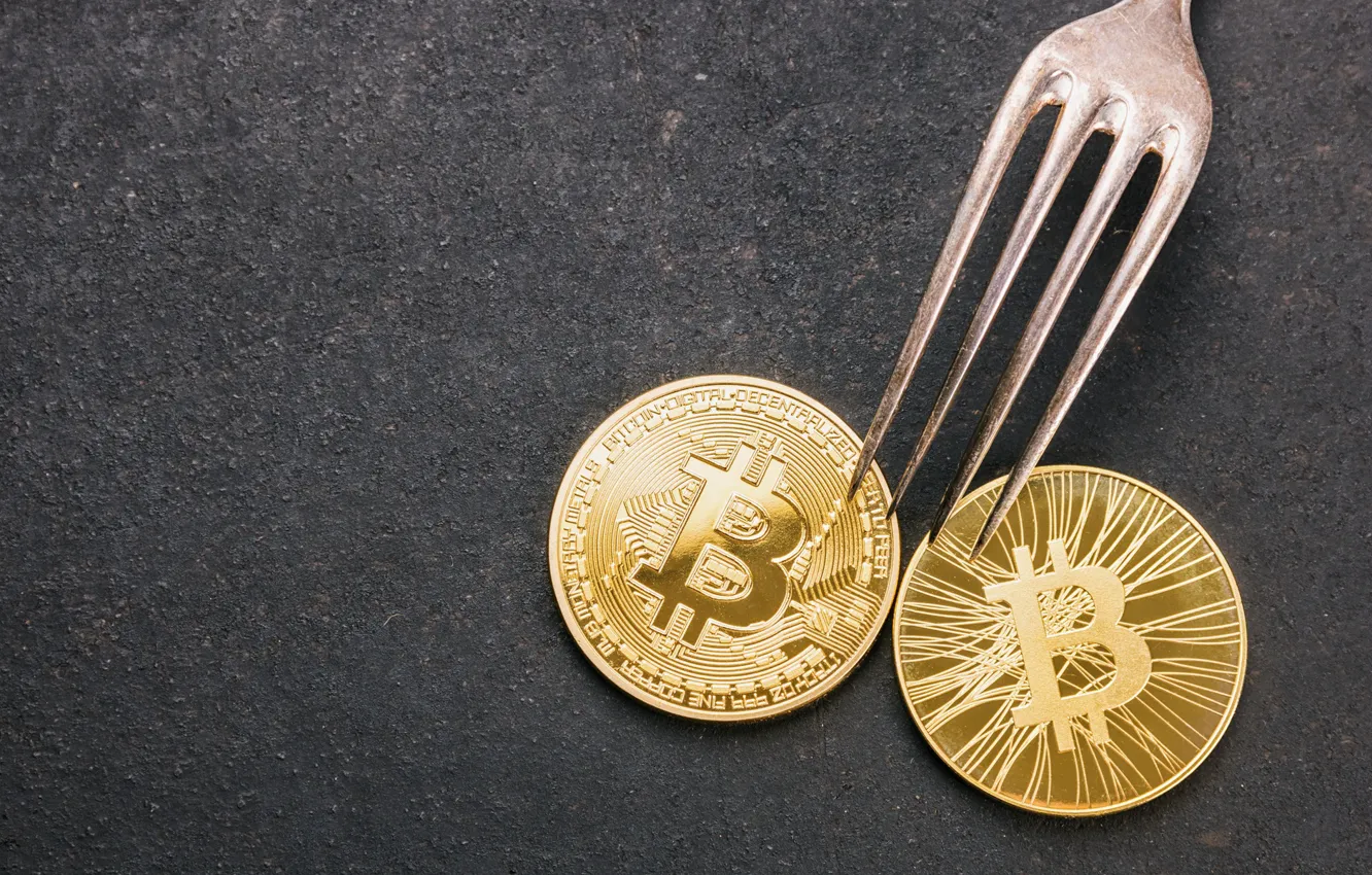 Фото обои fork, coins, Cryptocurrency