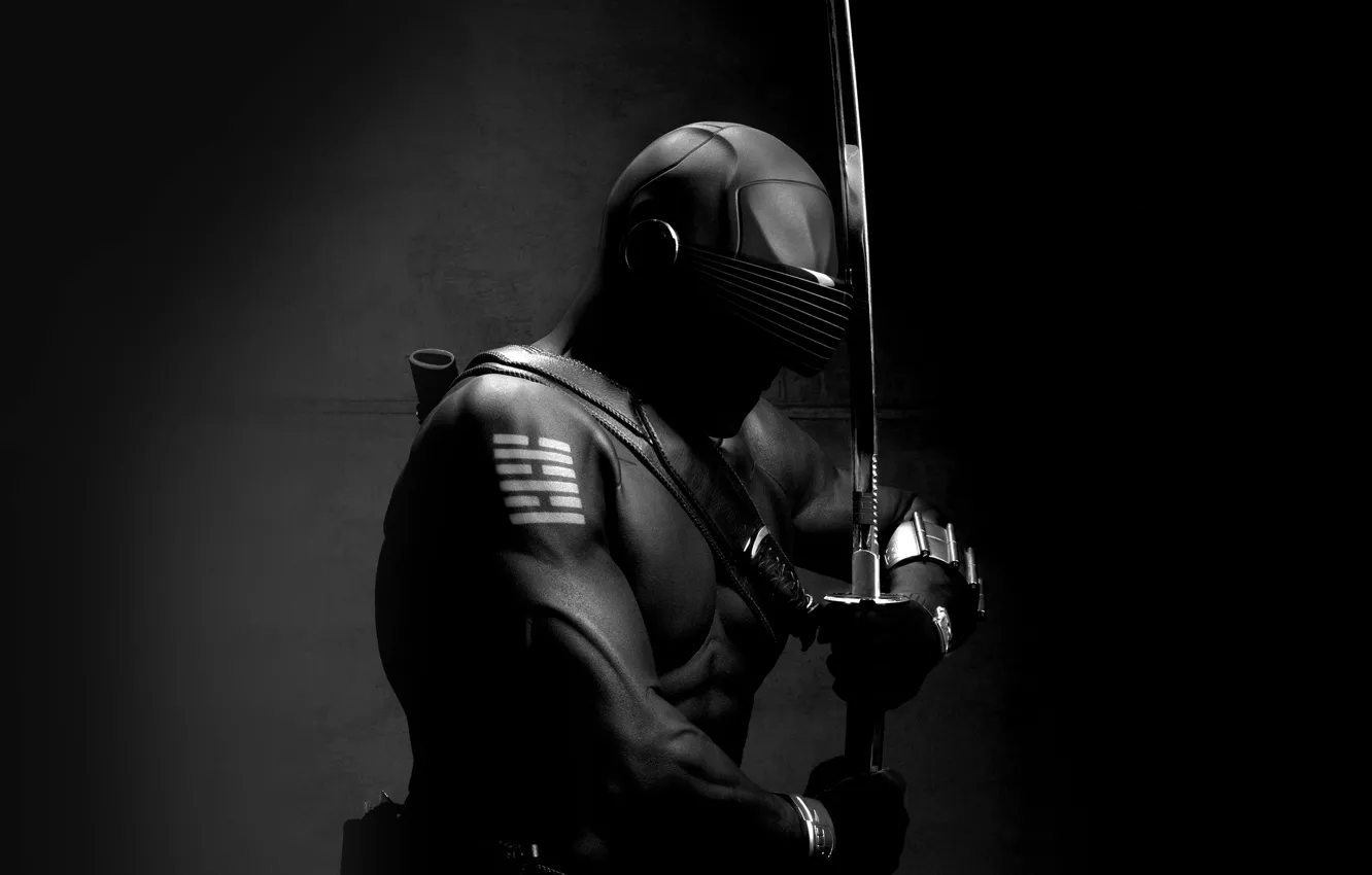 Фото обои dark, sword, art, ninja, hero, G.I. Joe, snake eye