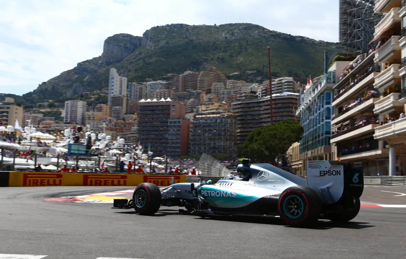 Фото обои formula 1, Monaco, hybrid, Happy, Mercedes AMG, Nico Rosberg, 2015, W06