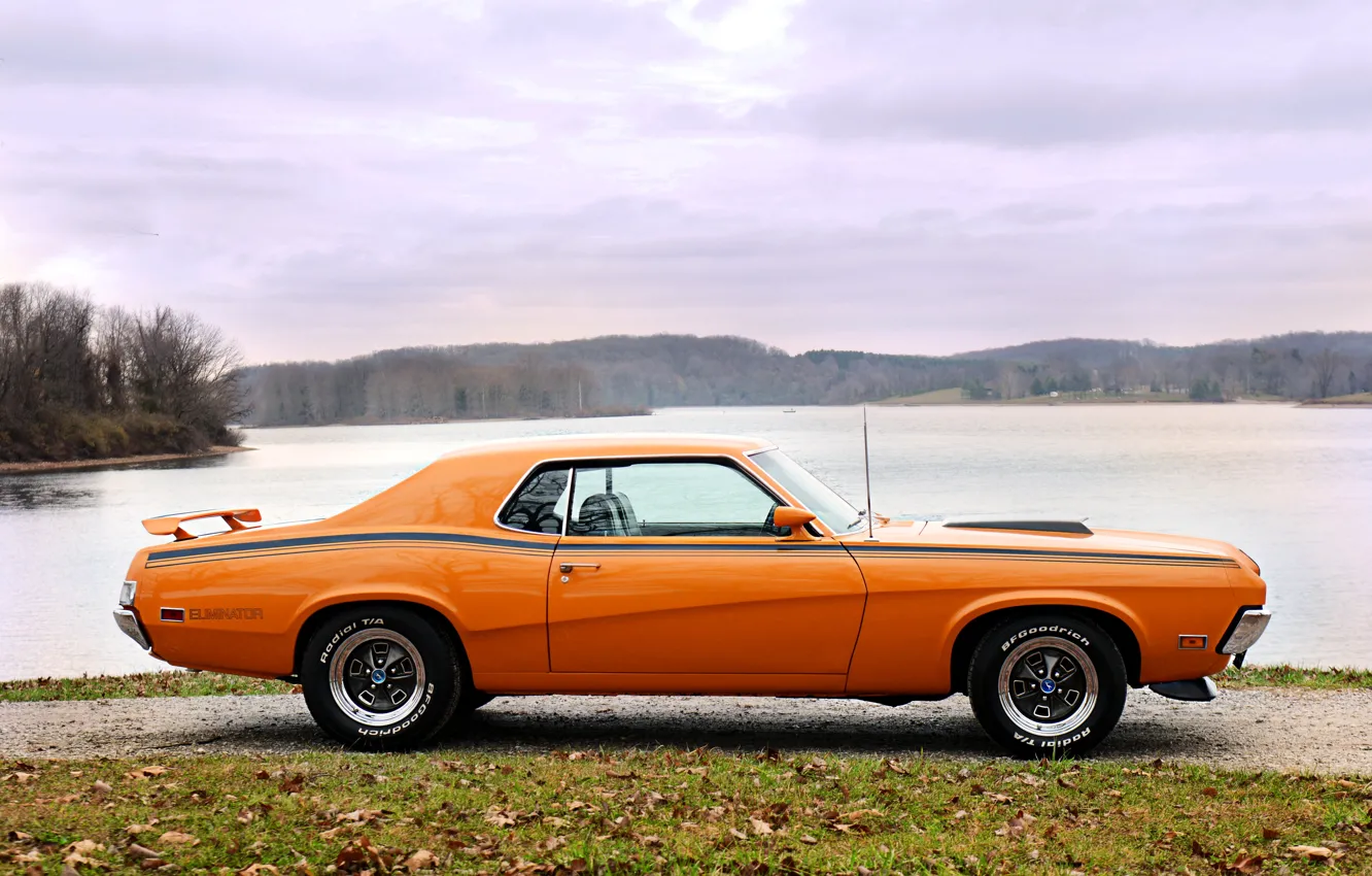 Фото обои Ретро, Оранжевый, Автомобиль, 1970, Mercury, Cougar Eliminator