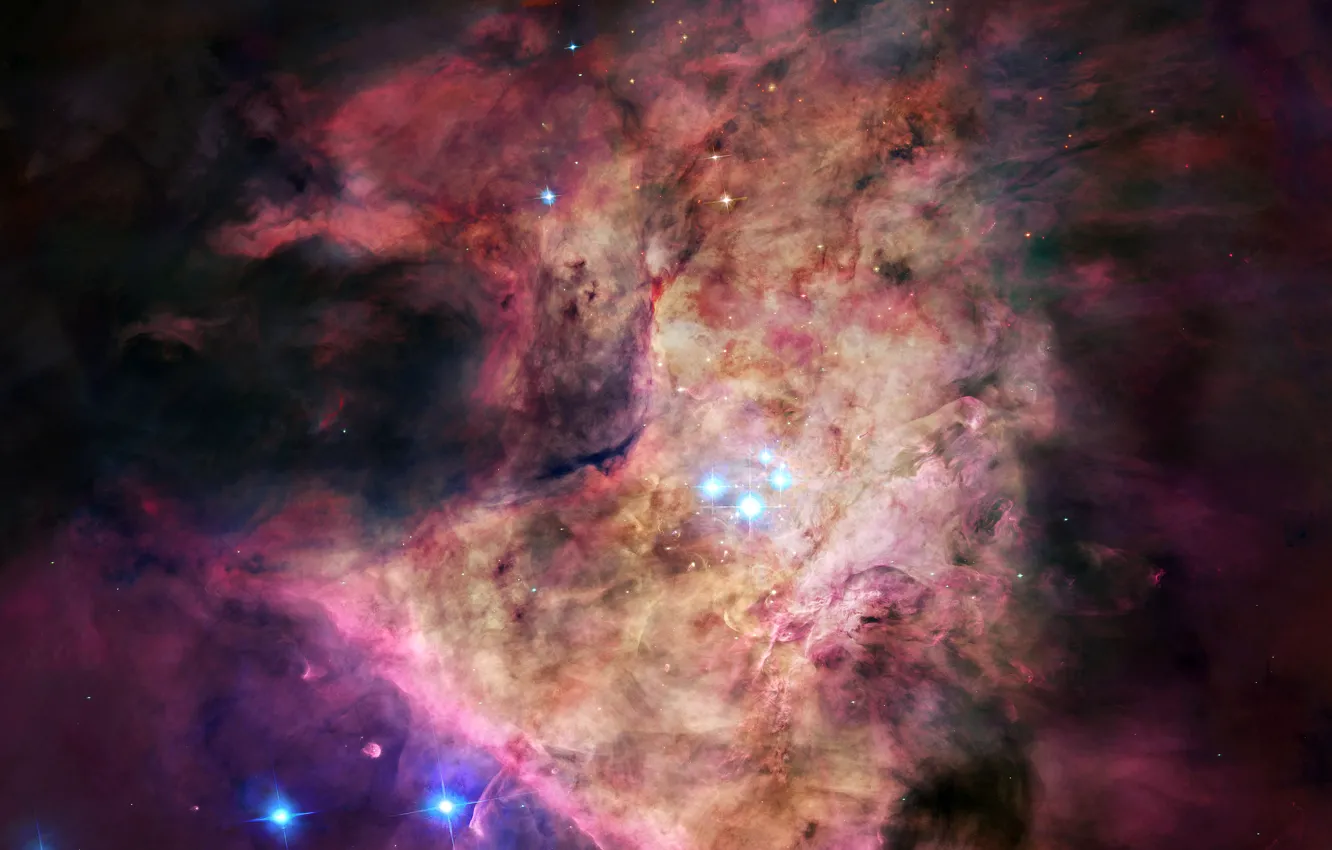 Фото обои звезды, туманность, пыль, газ, созвездие, Орион
