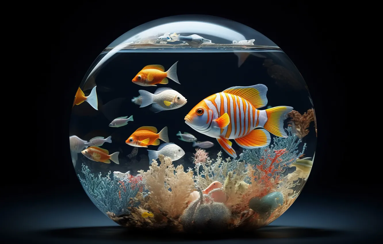 Фото обои рыбки, аквариум, colorful, кораллы, glass, fish, coral, aquarium