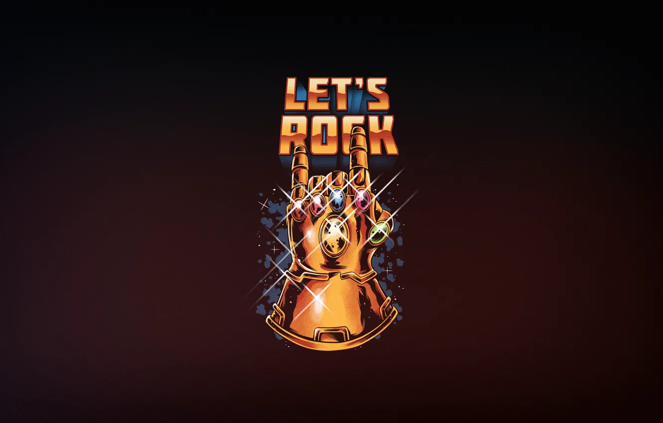 Фото обои Минимализм, Фон, Перчатка, Rock, Арт, Infinity Gauntlet, Infinity Gems, Let’s Rock