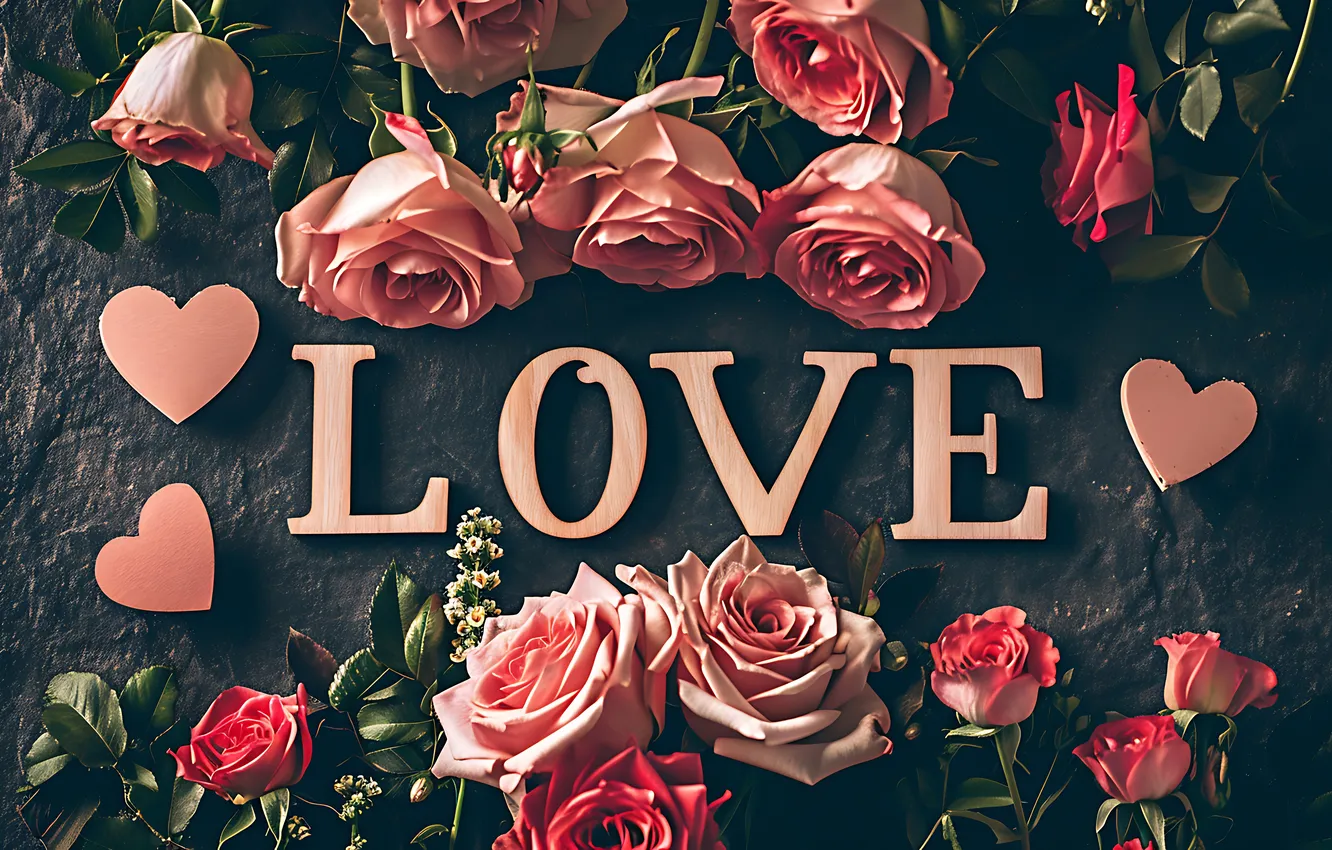 Фото обои любовь, цветы, романтика, сердце, розы, love, happy, День святого Валентина
