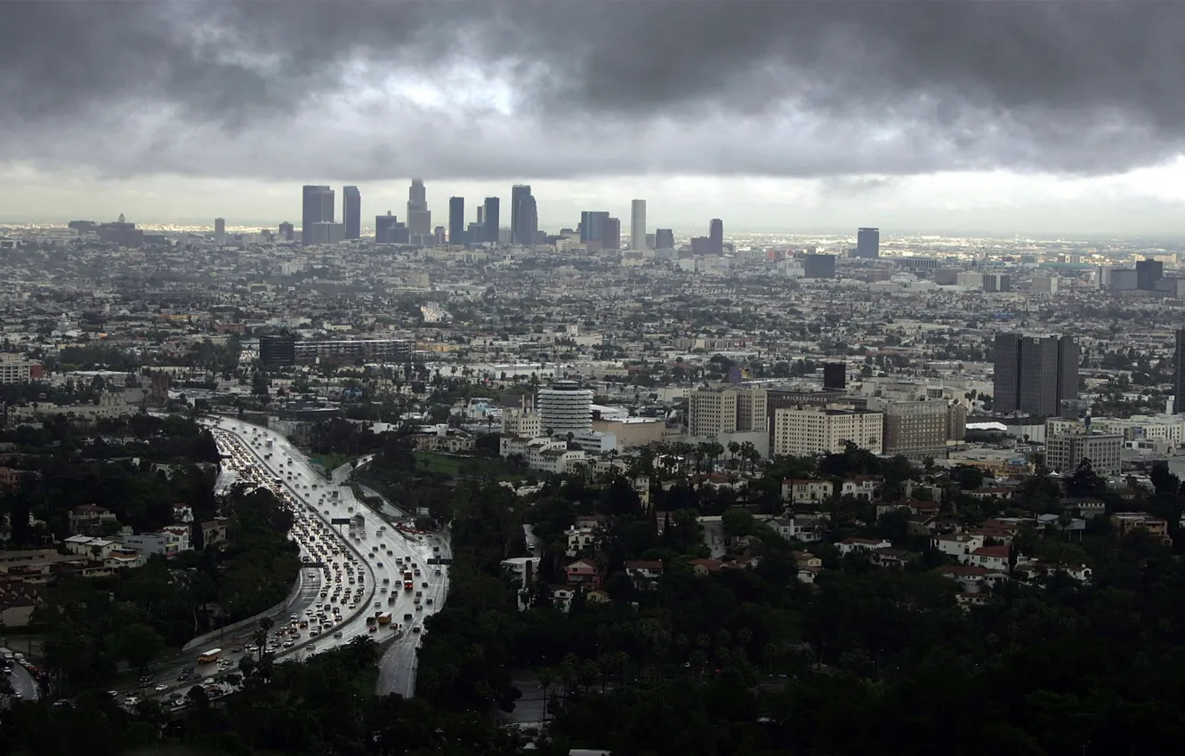 Фото обои небо, дома, мегаполис, Los Angeles