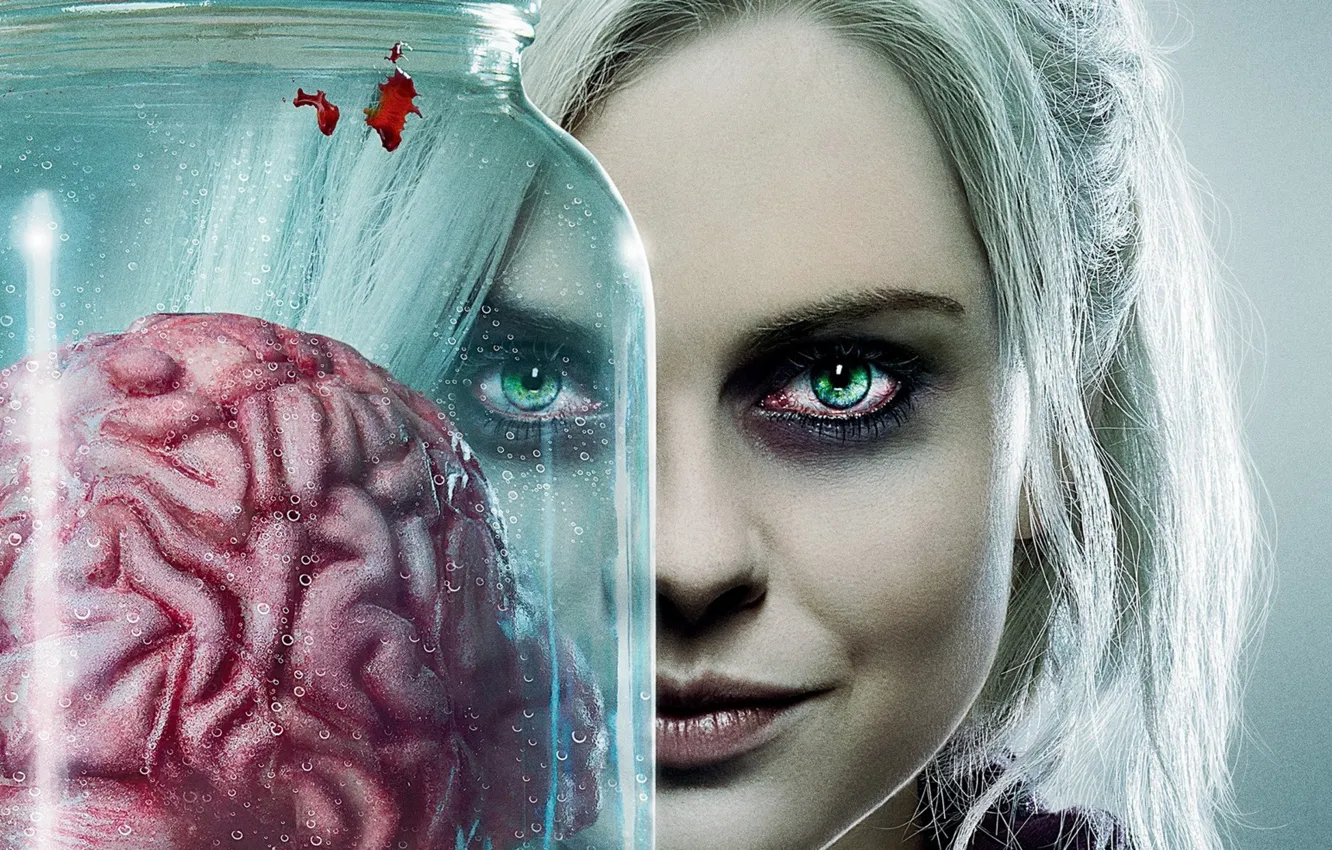 Фото обои girl, zombie, blood, undead, green eyes, New Zealand, woman, blonde