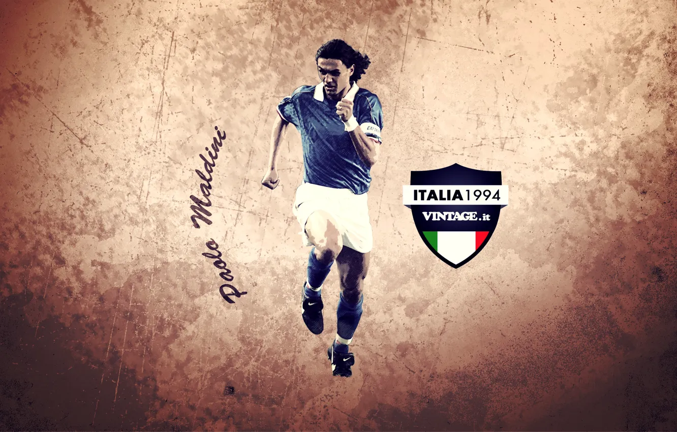 Фото обои футболист, защитник, итальянский, Paolo Maldini, Italia 94, Il Capitano, Легендарный