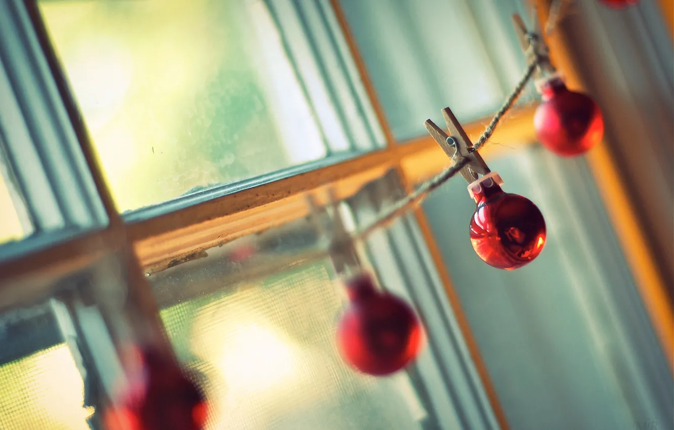 Фото обои солнце, шарики, свет, фон, праздник, обои, новый год, веревка