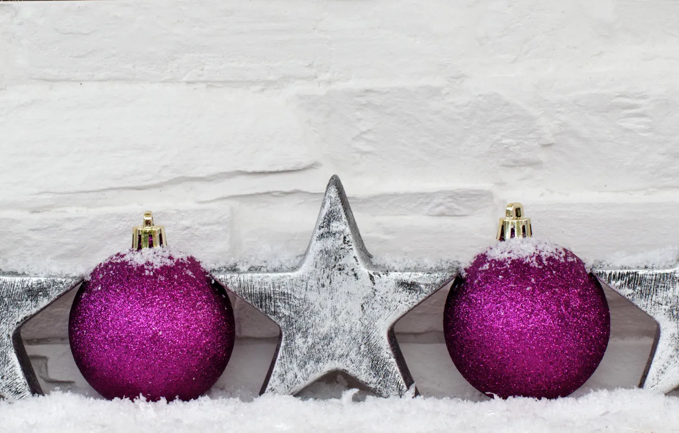 Фото обои снег, шары, Новый Год, Рождество, merry christmas, decoration, xmas, holiday celebration