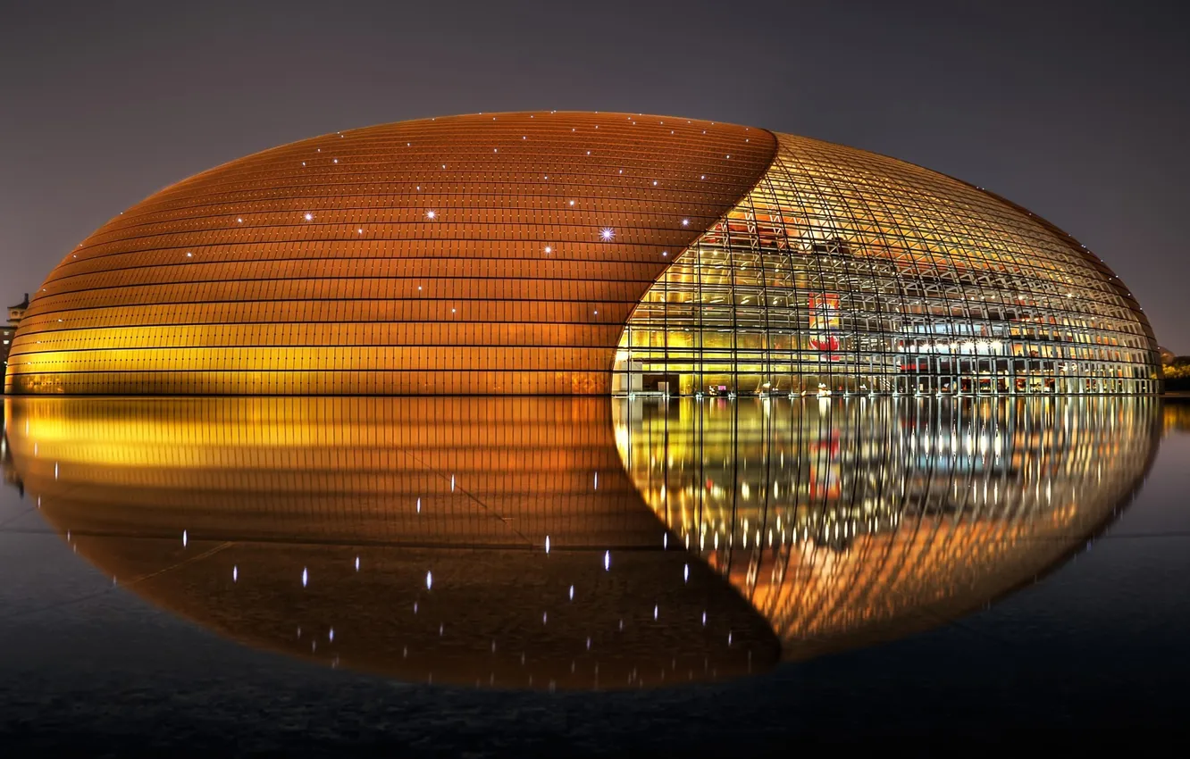 Фото обои отражение, China, здание, Beijing, National Centre for the Performing Arts