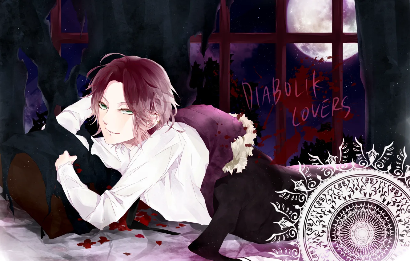 Фото обои Фон, вампир, парень, Diabolik Lovers, дьявольские возлюбленные, Райто
