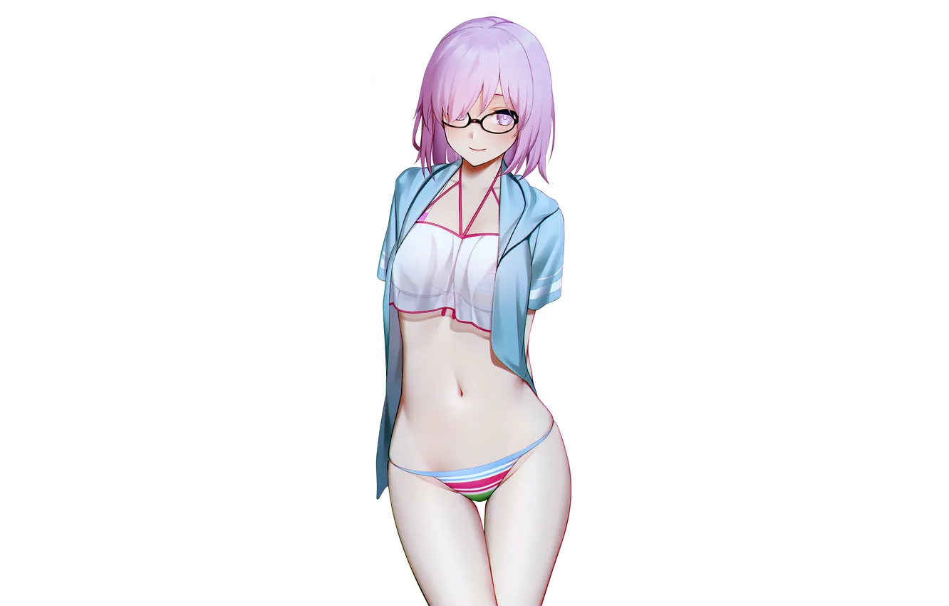 Фото обои girl, sexy, blouse, anime, beautiful, short hair, purple eyes, pretty