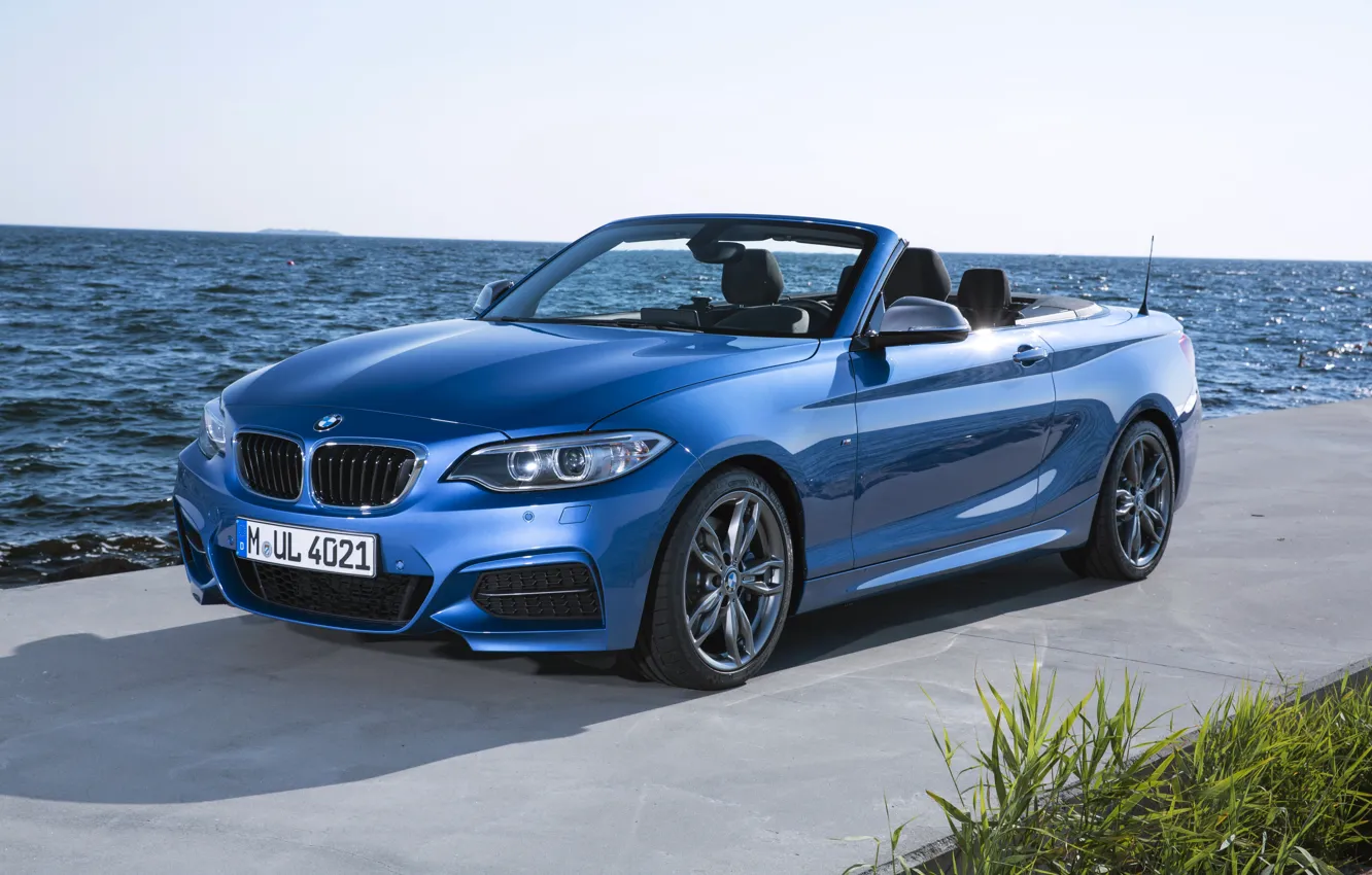 Фото обои голубой, побережье, BMW, convertible, M235i, F23