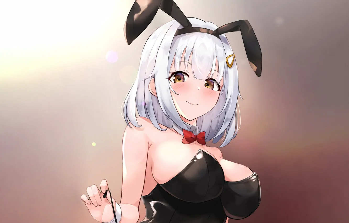 Фото обои girl, sexy, cleavage, boobs, anime, beautiful, short hair, pretty