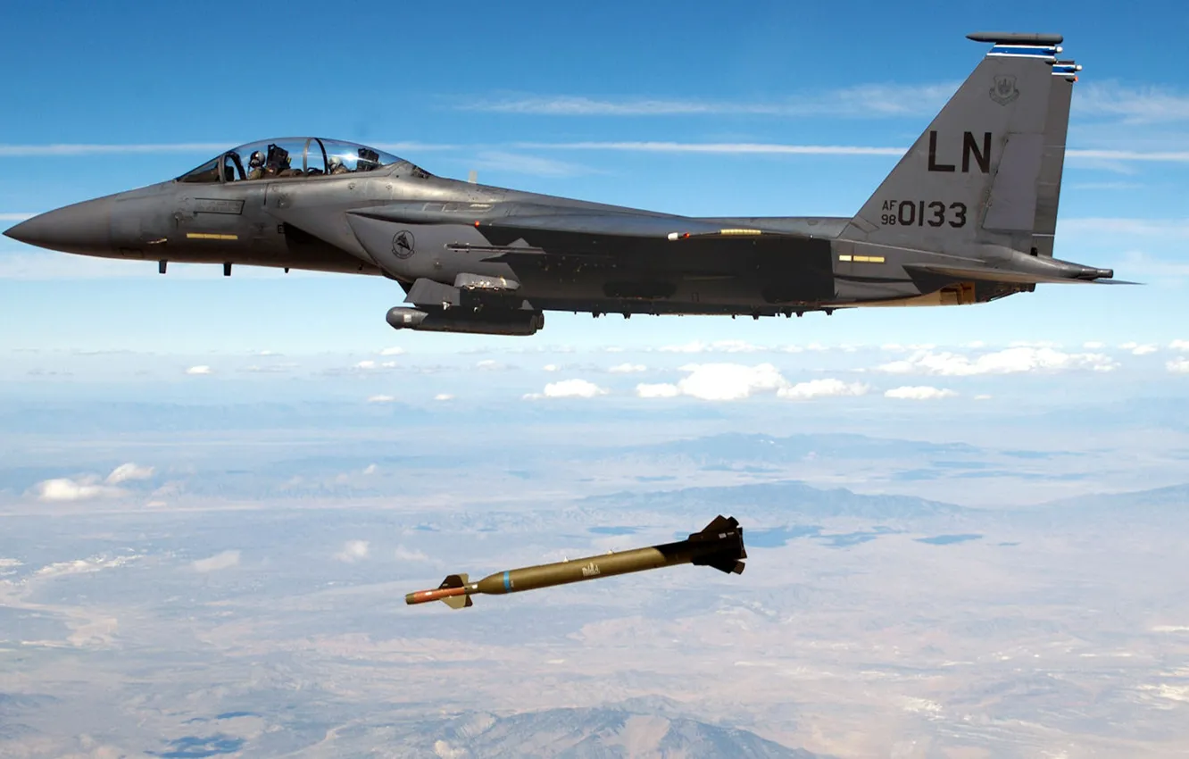 Фото обои бомба, истребитель, Eagle, F-15E, ударный, Strike